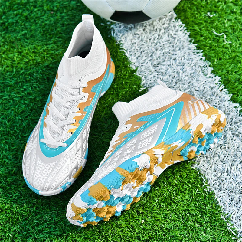 Double star youth football shoes, TF nail grip anti slip, unisex match training specific football shoes