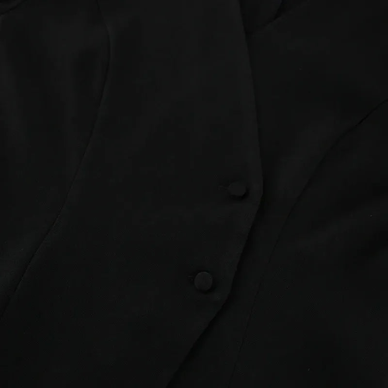 Black Elegant Blazer For Women 2025 Autumn Fashion Gold Buttons Patchwork Jacket Coat Party Vintage Commuter Suit Jacket
