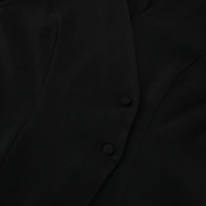 Black Elegant Blazer For Women 2025 Autumn Fashion Gold Buttons Patchwork Jacket Coat Party Vintage Commuter Suit Jacket