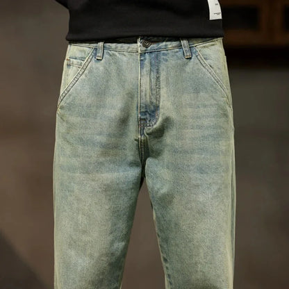 2025 Autumn and Winter New Loose and Versatile Harem Pants Retro Simple Fashion Solid Color Comfortable Versatile Jeans for Men