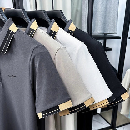 Brand Design Men's Lapel Short Sleeve Polo Shirt Summer New Arrival Letter Print T-Shirt Casual Business Fashion Men's Clothing