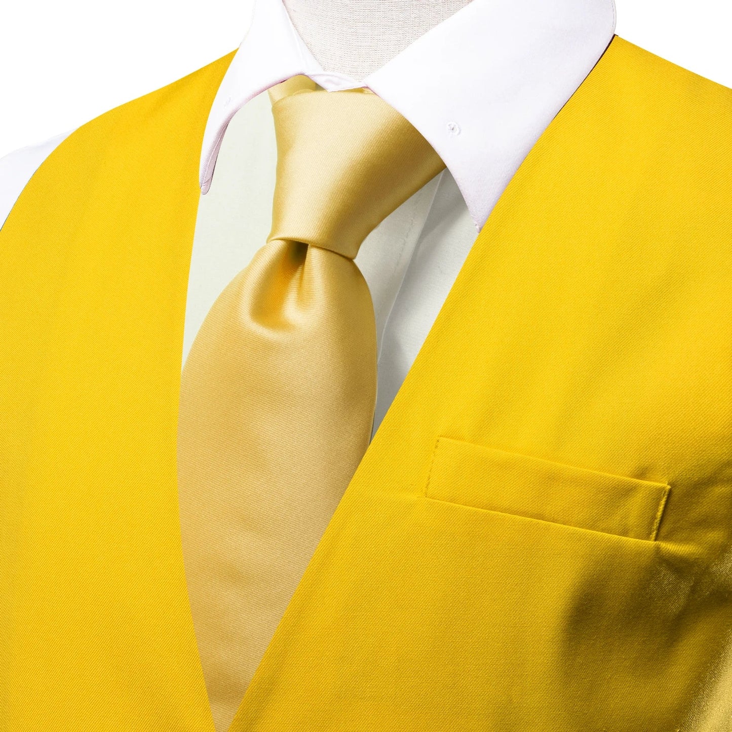 New Light Yellow Men Vest Wedding Solid Waistcoat Neck Tie Hanky Cufflinks Set for Male Suit Business Party Designer Gifts