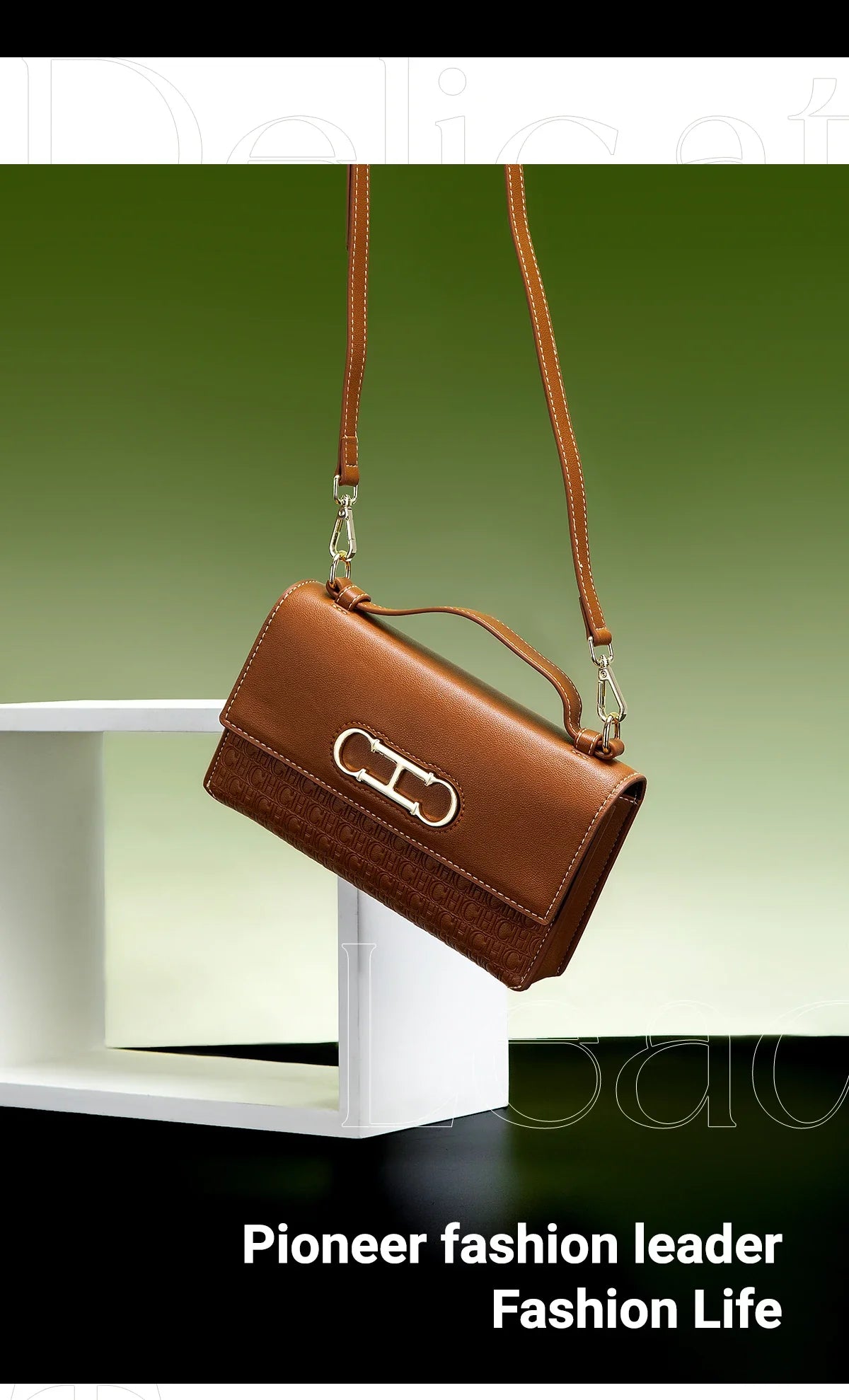 Premium Leather Handbag Monogram Embossing Metallic Clasp Portable Handle Structured Silhouette Ideal Office Evening Events