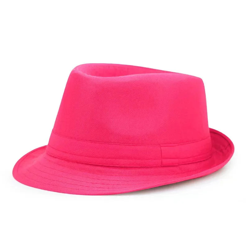 Summer Solid Bright Color Sun Hat British Jazz Hat Top Hat Men's Top Hat Winter Middle-aged and Elderly Jazz Warm Hat Fedora Hat