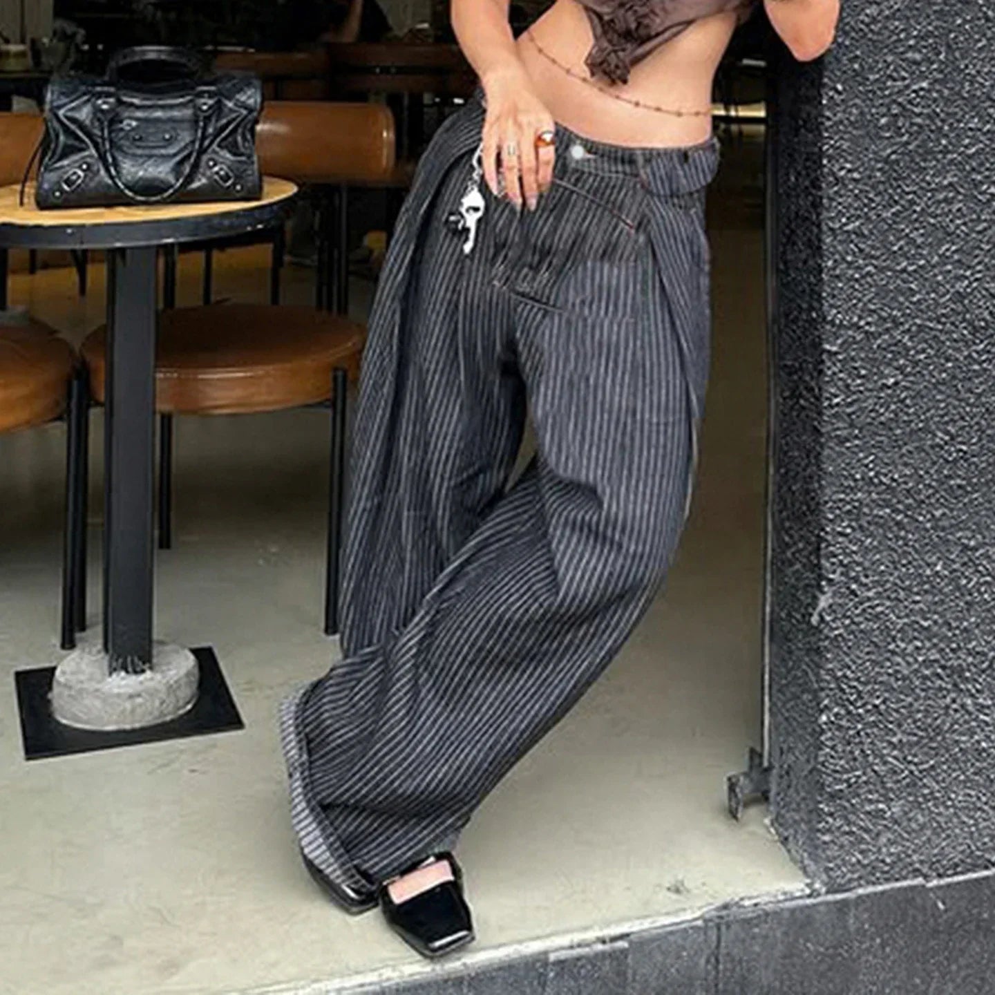 Women Striped Relaxed Fit Jeans Retro Low Rise Wide Leg Denim Pants Grunge Loose Trousers 2026 Spring Y2K Clothes 2026