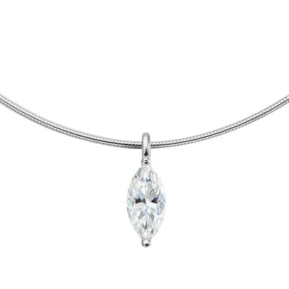 3CT 7*14MM Marquise Cut Moissanite Necklace for Women Solitaire Pendant Sparkling Chain Lab Diamond Pure 925 Jewelry