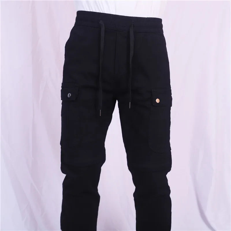 Motorcycle Riding Jeans Pants Elastic waist and ankle tied casual pants Soft And Casual Inset Gear Layer On Hips And Knees