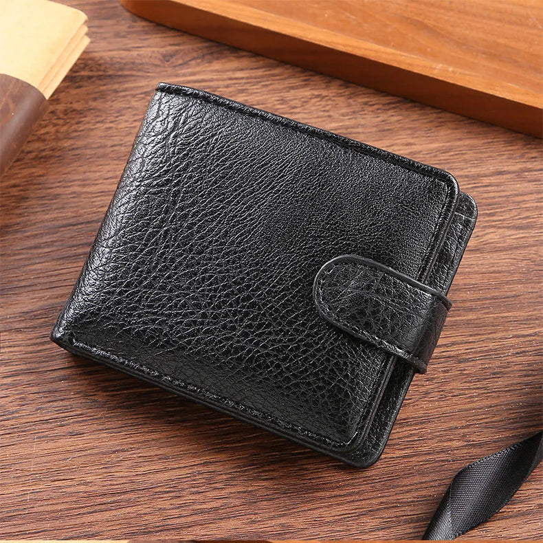 Vintage Wallet For Men Leather Short Hasp Man Wallets Casual Durable Coin Pouch Male Slim Photo ID Card Holders Purse Money Clip