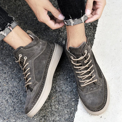 New Arrival Genuine Leather Men Ankle Boots  Design Warm Plush Fur Winter Sneakers Snow Casual Leather Shoes Outdoor Basic Boots