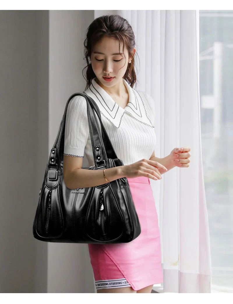 100% Genuine Leather Women Handbag Fashion Girls Top-Handle Bucket Bag Soft Cowhide Female Shoulder Bags Women Crossbody Bag Sac