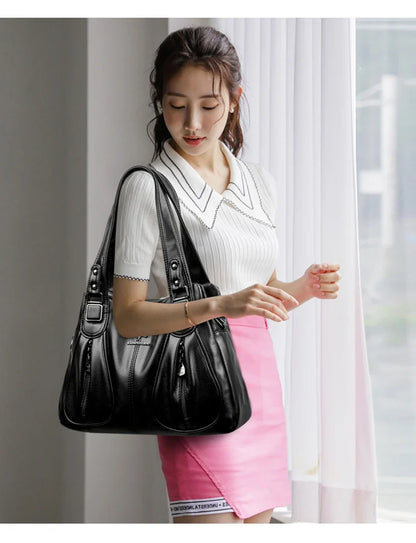 100% Genuine Leather Women Handbag Fashion Girls Top-Handle Bucket Bag Soft Cowhide Female Shoulder Bags Women Crossbody Bag Sac