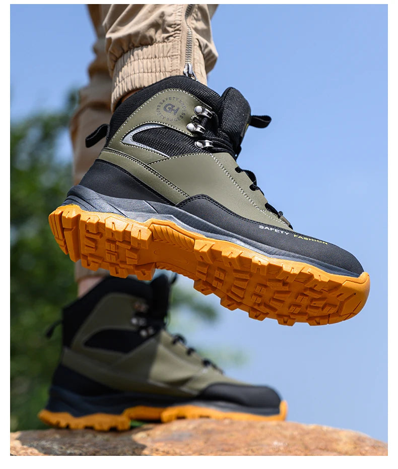 Construction Safety Shoes Men Waterproof Work Boots Anti-smash Steel Toe Shoes Puncture-Proof Indestructible Shoes Safety Shoes