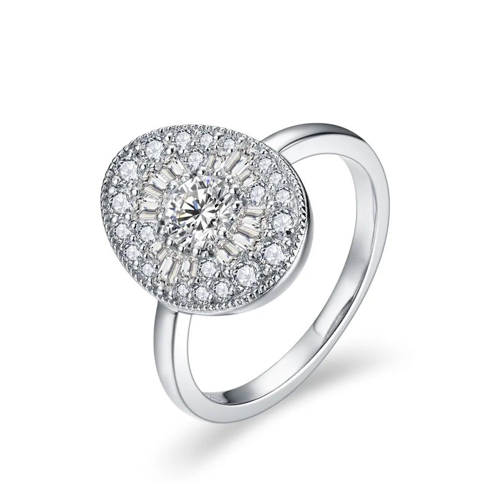 D/VVS1 Round Shape All Moissanite Diamond Rings for Women Man S925 Silver White Gold Plated Twilight Engagement Jewelry