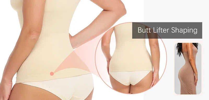 Seam-free Camisole Vest Shapewear Bodysuit for Women Tummy Control Butt Lifting Body Shaper Smooth Invisible Slimming Underwear