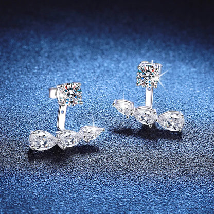 2 in 1 0.5CT Round Brilliant Cut D Color Moissanite Stud Earrings for Women S925 Silver GRA Certified Pierced Earring Gift