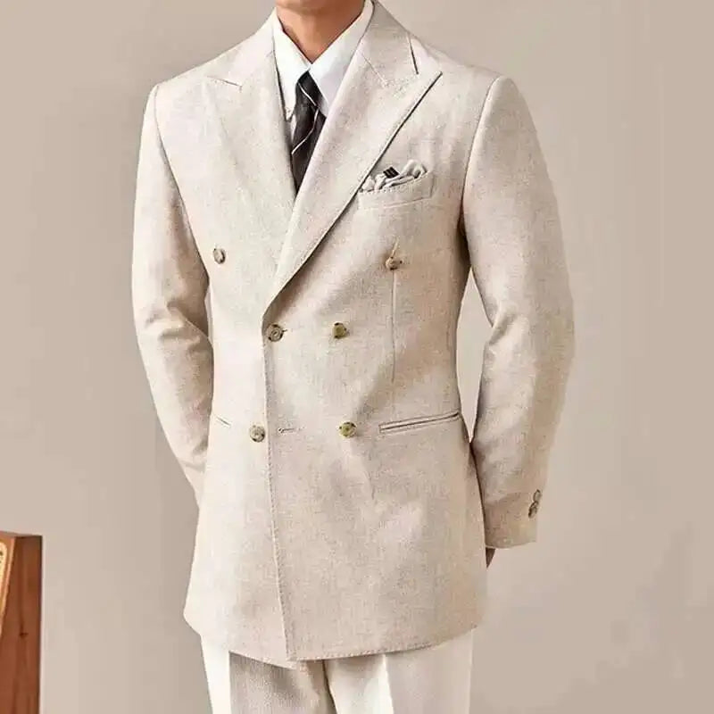 Spring Jacket Men Blazer Masculino Slim Fit Blazer Hombre Lapel Collar Casual Business Italian Style Double Breasted Blazer Men