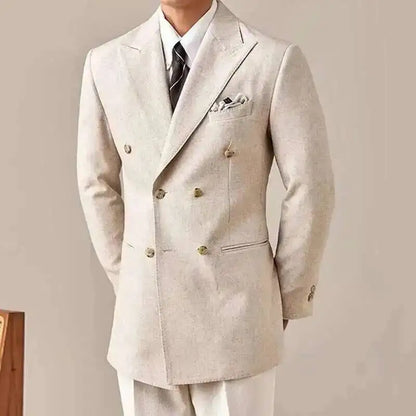 Spring Jacket Men Blazer Masculino Slim Fit Blazer Hombre Lapel Collar Casual Business Italian Style Double Breasted Blazer Men