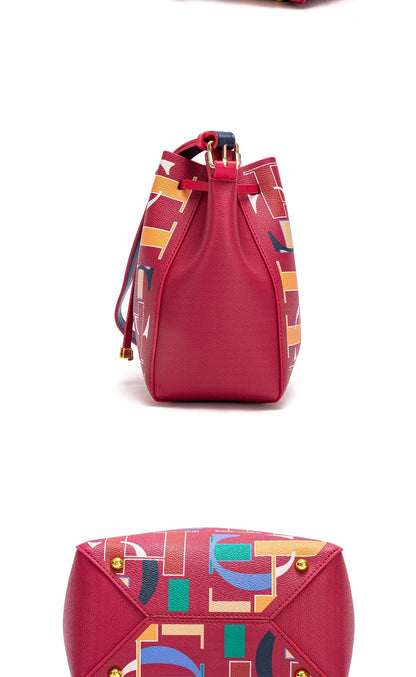 Seasonal New Arrival Fashionable Classic Women's Bucket Bag Color-Blocked Letter Print Design Women's New Shoulder Bag