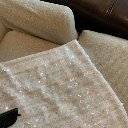 تنورة فرنسية بترتر فضي-رمادي للسيدات، تنورة جديدة لموسم الربيع والخريف، تنورة على شكل حرف A، مقاومة للانكشاف، بتصميم فتاة التوابل، وتبرز جمال القوام