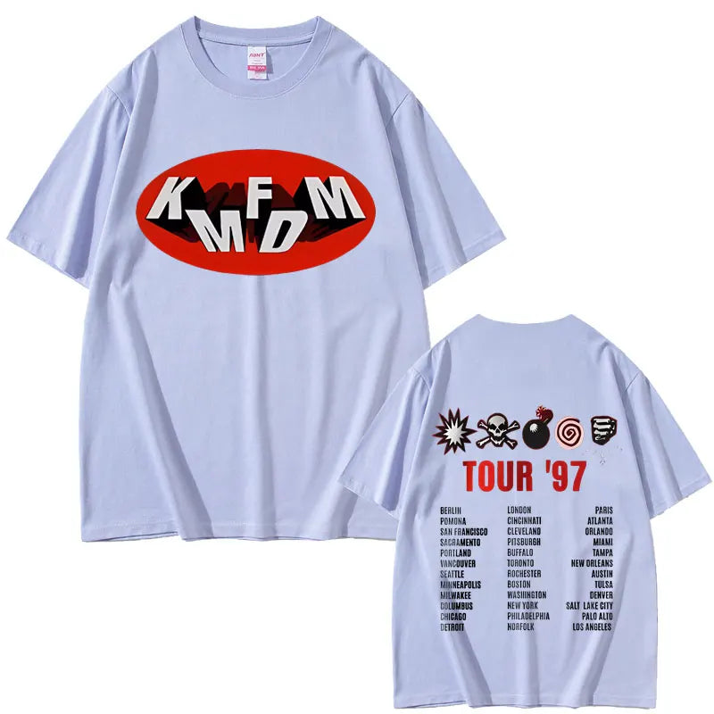 Rock Band Kmfdm Tour 97 Graphic Print T-shirt Summer Men Women Vintage Gothic Punk  Streetwear Male Casual Pure Cotton T Shirts