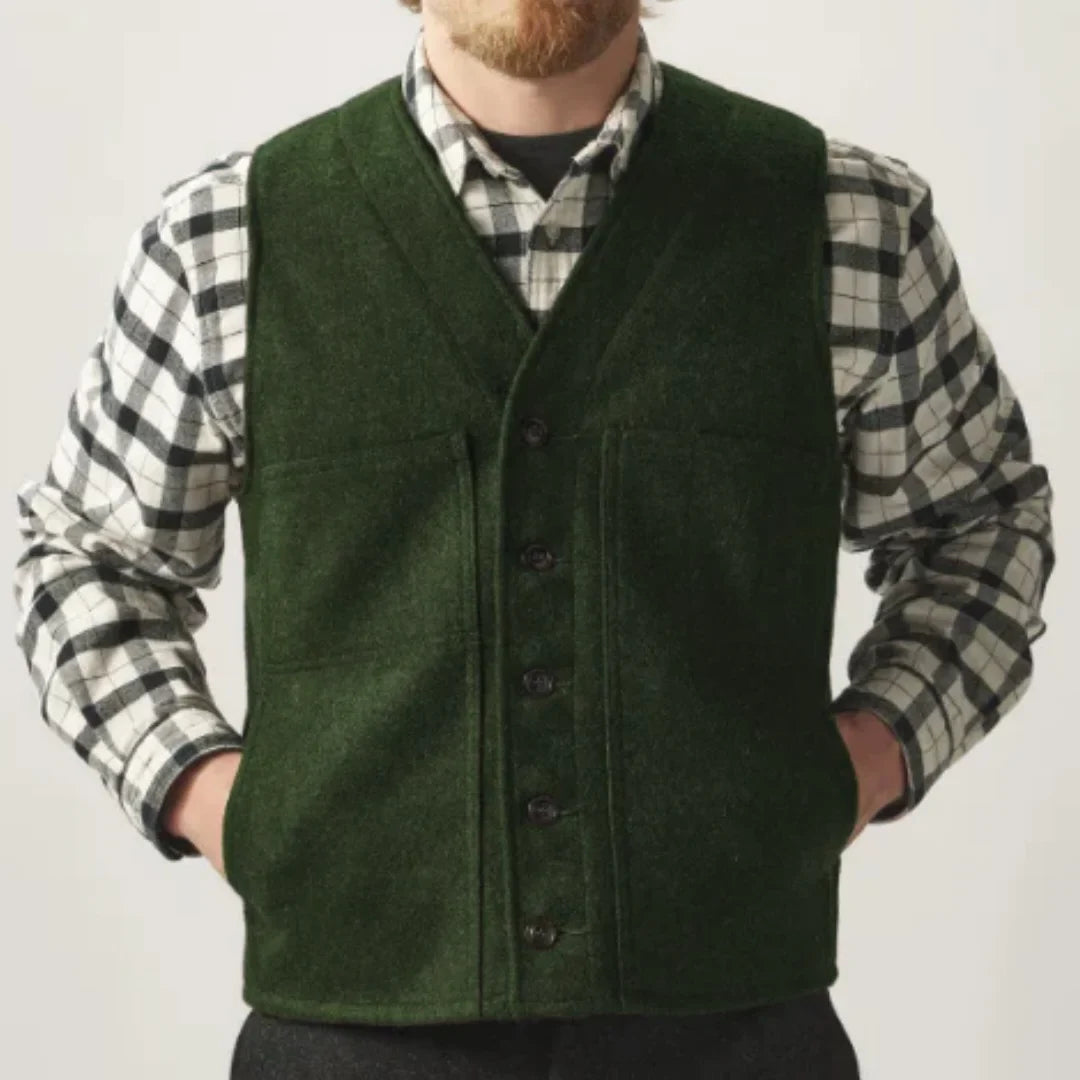 Men Vest Army Green Herringbone Single Button Waistcoat For Wedding Birthday Banquet Party Business Office Work Men Suit Vest