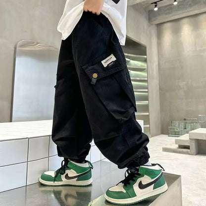 High Quality Boys Sweatpants Autumn Kids Casual Pants for Boy Korean Children's Clothes 2025 Spring Loose Cotton Red Trousers