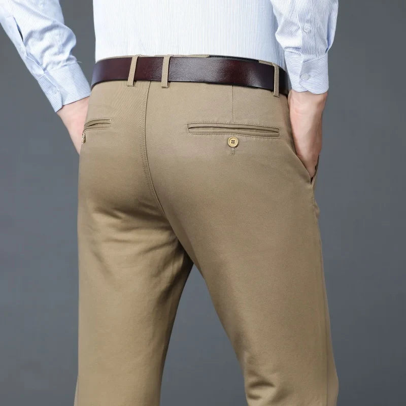 6 Colors Male Autumn Winter Casual Pants Chic Straight Formal Office Luxury Trousers Fashion Elastic Men Business Suit Pants