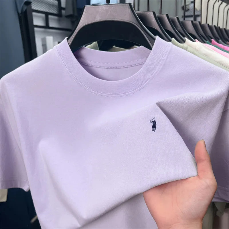 100% cotton high-end short sleeve T-shirt summer designer brand pony embroidery round neck top fashion casual golf men's wear