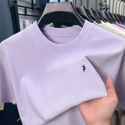 100% cotton high-end short sleeve T-shirt summer designer brand pony embroidery round neck top fashion casual golf men's wear