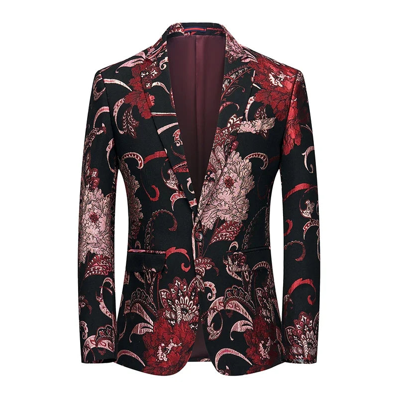 2026 New Men's Pink Embroidered Suit Jacket, Wedding Party Dress Coat, Fashionable Slim Male Blazers, Asian Size M-5XL 6XL