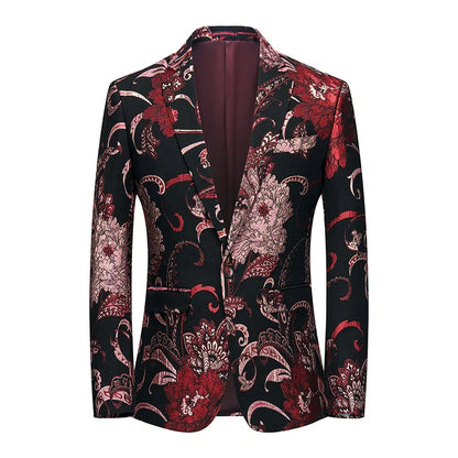 2026 New Men's Pink Embroidered Suit Jacket, Wedding Party Dress Coat, Fashionable Slim Male Blazers, Asian Size M-5XL 6XL