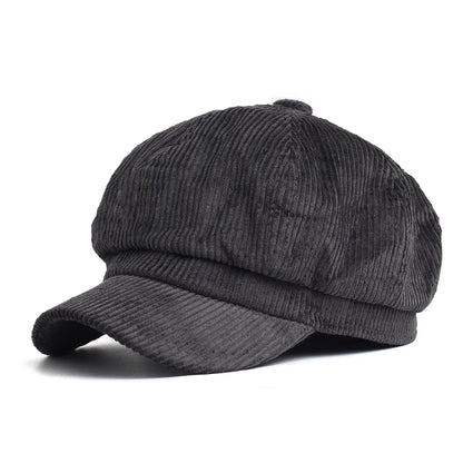 Vintage English Newsboy Cap - Women's Octagonal Beret | Baker Boy Hat for Autumn & Winter