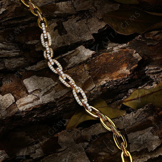 Bracelet de luxe en moissanite et diamant pour femmes, en argent sterling 925, couleur or jaune, cadeau d'anniversaire, bijoux fins