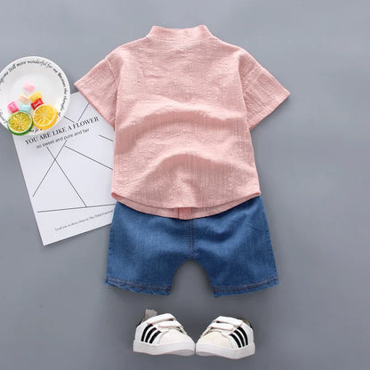 0-5Years New Baby Boy Girl Summer Clothes Suits Toddler Cartoon Giraffe Shirt Shorts 2pcs/sets Children Clothing Tracksuits Set