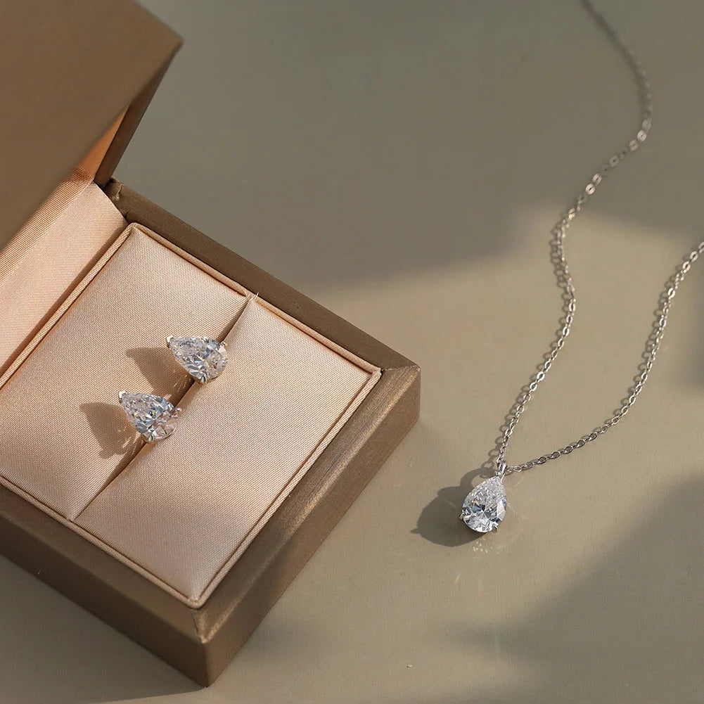 Simple Oval Shape 8A Zirconia Pendant Necklace Lady Engagement 925 Sterling Silver Versatile for Wedding Party LZN04