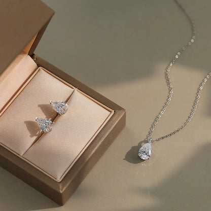 Simple Oval Shape 8A Zirconia Pendant Necklace Lady Engagement 925 Sterling Silver Versatile for Wedding Party LZN04