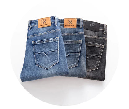 New Men's Slim Straight Elastic Jeans Fashion Business Casual Comfortable Soft Denim Trousers High Quality Mens Designer Clothes