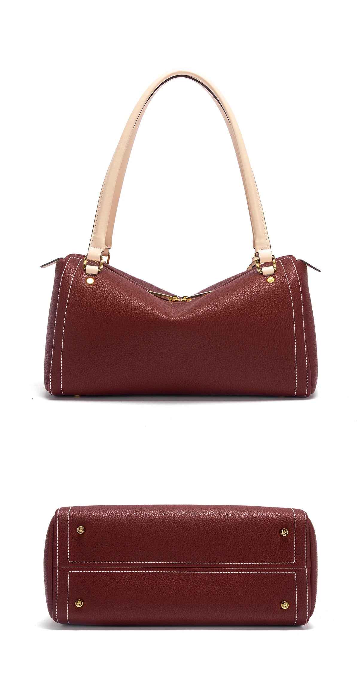 Fashionable Women's Boston Bag Autumn/Winter New Collection Simple Large Capacity Brown Shoulder Bag Texture Handbag