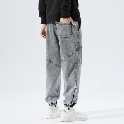 Spring Autumn Plus Size Baggy Jeans Men Hip Hop Streetwear Harem Pants Fashion Embroidery Stretch Cotton Casual Jogger Jeans 8XL