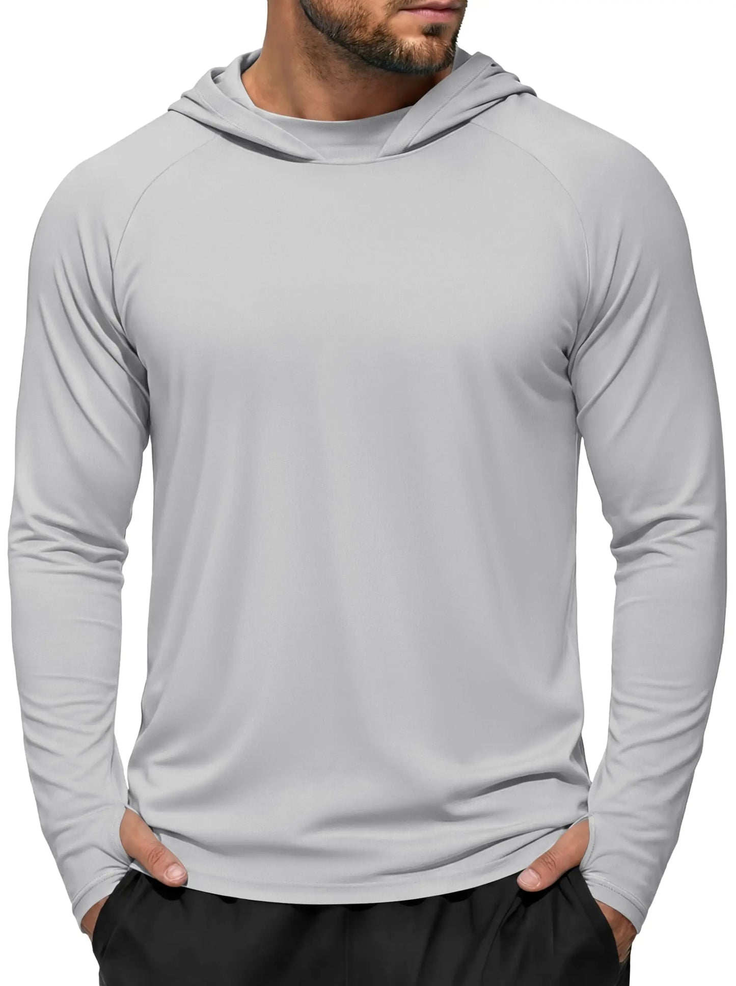 Men's UPF 50+ Hoodie Fishing Shirts Long Sleeve High Collar Mesh UV Sun Protection Rash Guard Swim Beach Running Hiking