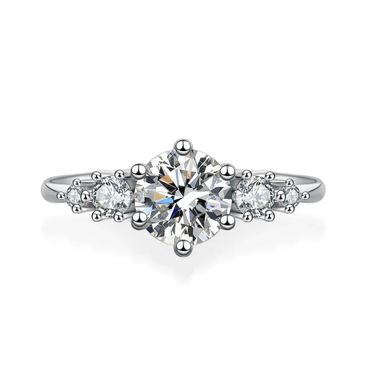 1CT D Color Moissanite Rings for Women Sparkling Diamond Engagement Wedding jewelry with GRA 925 Sliver Plated 18k Ring