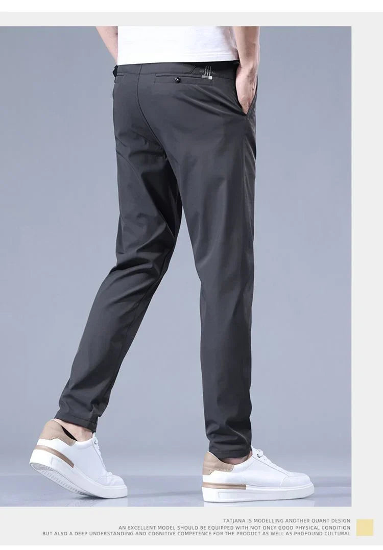 2026 Men's Summer Casual Pants Thin Ice Silk Men's Pants Fashion Straight  Elastic Men's New Pants Men's Pants