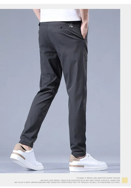 2026 Men's Summer Casual Pants Thin Ice Silk Men's Pants Fashion Straight  Elastic Men's New Pants Men's Pants