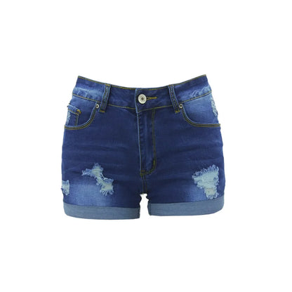 Washed Ripped Mid-waist Denim Shorts.Comfortable Short Jeans with A New Style of Personalized Street Fashion for Women in Summer