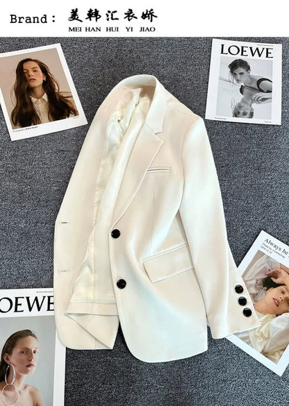 Elegant Office Lady Blazers for Women 2025 Fashion Long Sleeve Single Button Blazer Coats Female Top Suit Jackets Outerwears