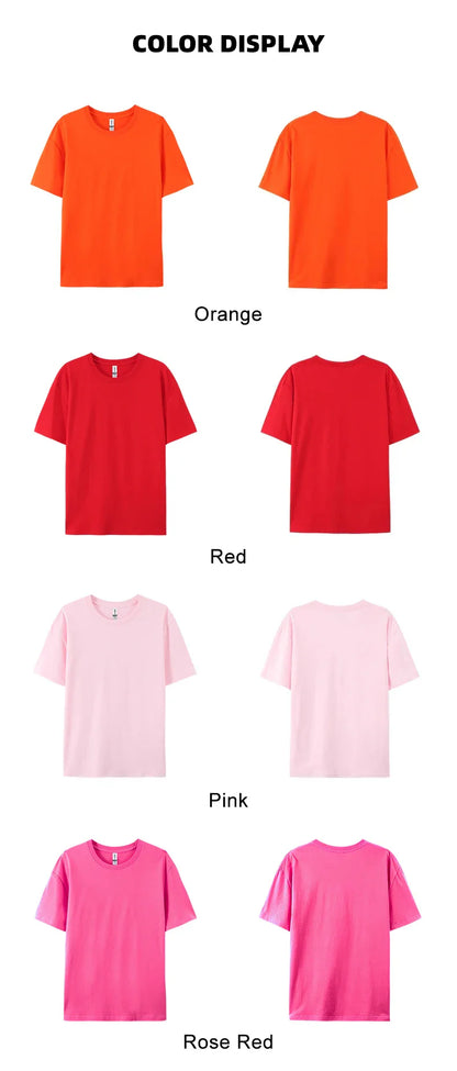 100% Cotton Solid Tshirts Men Woman Short Sleeve Fashion Brand Trend Casual Soft Clothing Tees Customized Products Summer Tops