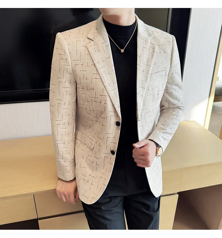 High Quality Jacquard Suit Jacket for Men 2025 Fashion Korean Style Slim Fit Business Casual Wedding Social Dress Coats 4XL-M