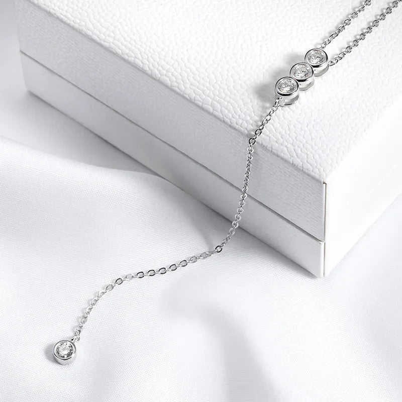Bubbles 100% Real Moissanite Necklace for Women Girls Sparkling Classic Pendant 925 Sterling Silver Lad Diamond Chain