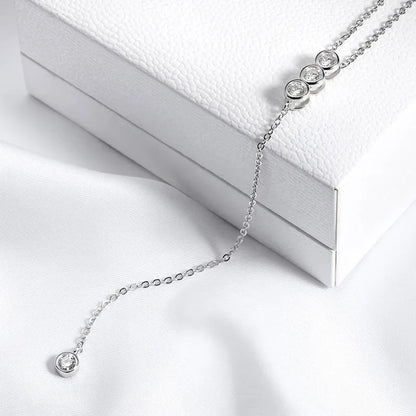 Bubbles 100% Real Moissanite Necklace for Women Girls Sparkling Classic Pendant 925 Sterling Silver Lad Diamond Chain