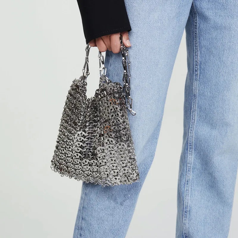 Designer Aesthetic Bags Women's Bag Handbag Hand Woven Metal Chain Tote Bag Clutch Luxury Trend Travel Holiday Shoulder Bag